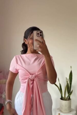 Light Pink Front Tie Knot Top