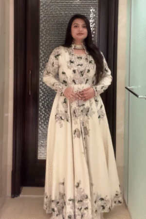 Party Wear White Gown Set