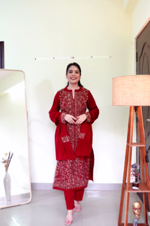 Aari Embroidered Solid Kurta Set