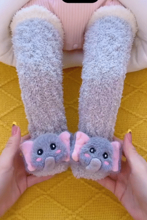Cute Elephant Design Baby Fleece Socks