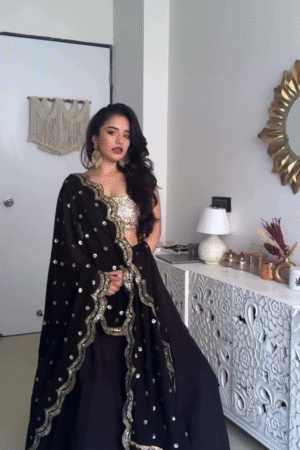 Embellished Saree with Gold Sequin Blouse