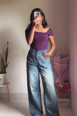 High-Waist Wide-Leg Denim Jeans
