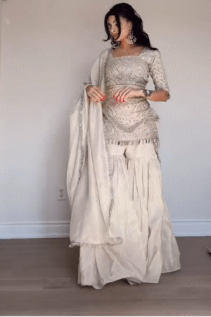 Ivory Embroidered Sharara Set with Dupatta