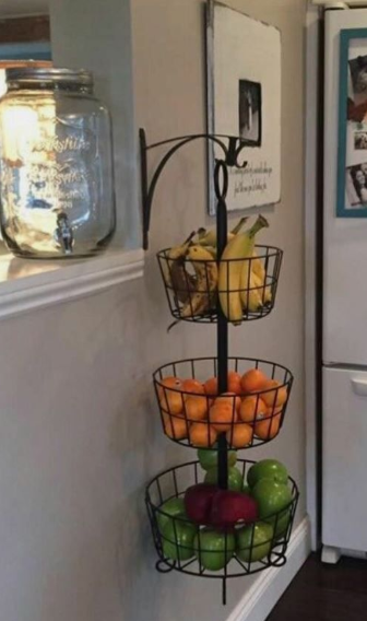 Black 3-Tier Hanging Fruit Basket Stand