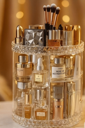 Premium Crystal 360° Rotating Makeup & Perfume Organizer