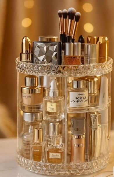 Premium Crystal 360° Rotating Makeup & Perfume Organizer