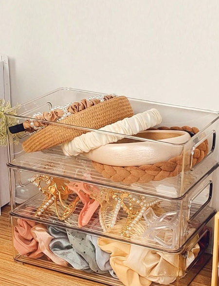 Clear Acrylic Hair Accessories Organizer Box – 2 Tier Storage Case