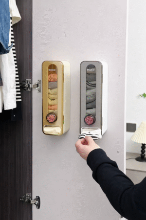 Wall Mounted Sock & Underwear Dispenser | Space Saving Closet Organizer Storage Box